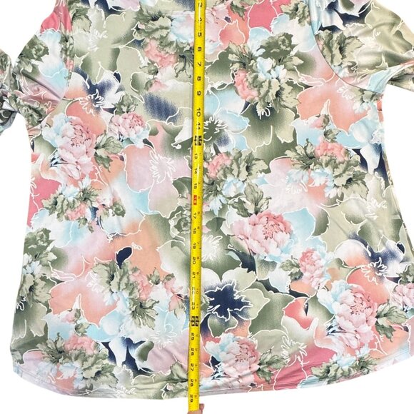 N Touch Embossed Floral Pullover Top‎ Womens 1X Multicolor 3/4 Sleeve Loose Fit - Picture 14 of 14